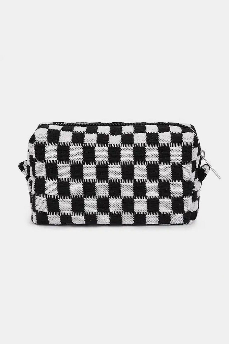 Hazel Blues® |  Zenana Checkered Pattern Knitted Cosmetic Pouch