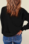 Hazel Blues® |  Black Rhinestone Football Pattern Crew Neck Pullover Sweatshirt