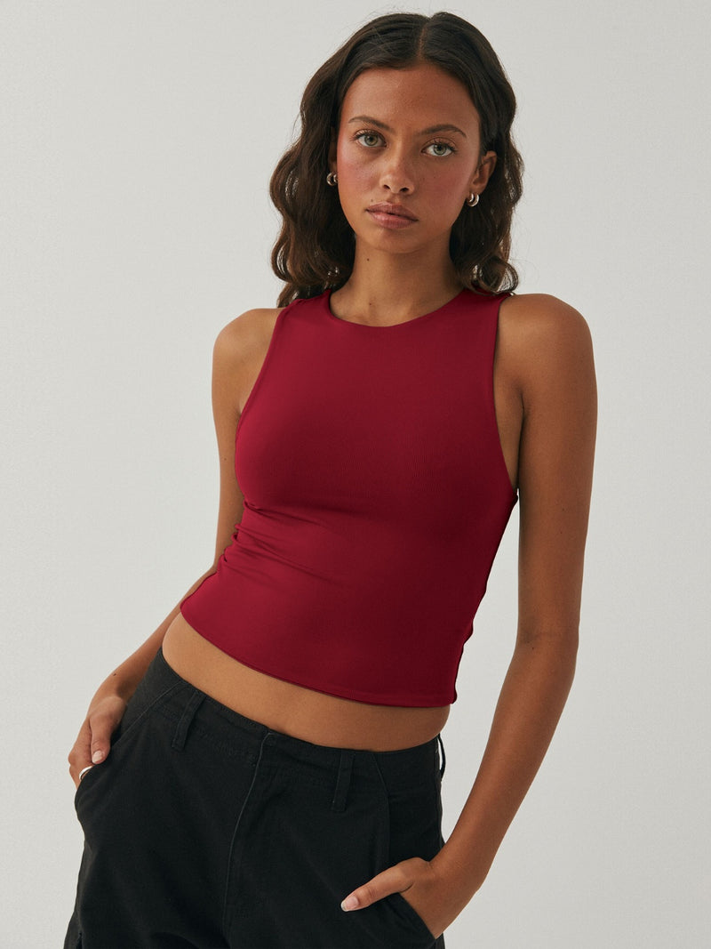 Hazel Blues® |  Round Neck Cropped Tank