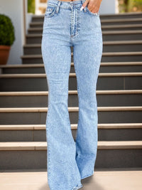 Hazel Blues® |  Raw Hem Bootcut Jeans