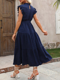 Hazel Blues® |  Tied Ruffled Cap Sleeve Midi Dress