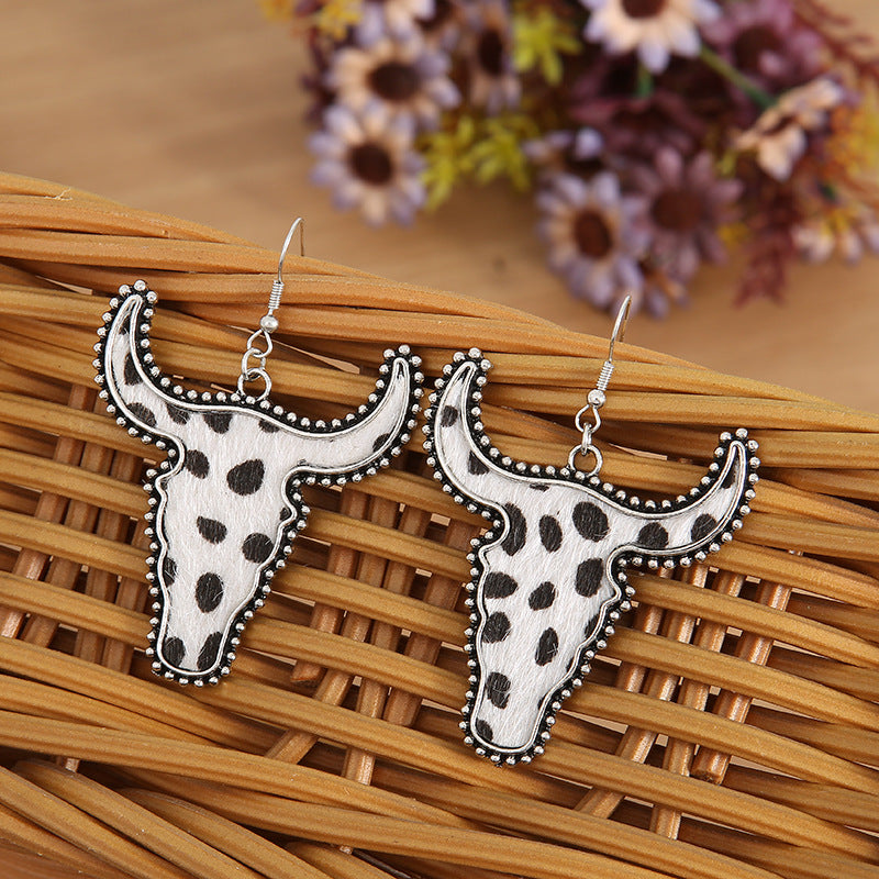 Hazel Blues® |  Alloy Animal Print Cow Head Earrings