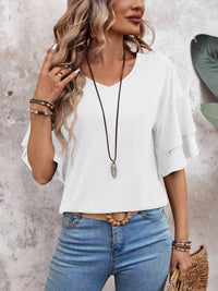 Hazel Blues® |  V-Neck Half Sleeve Blouse