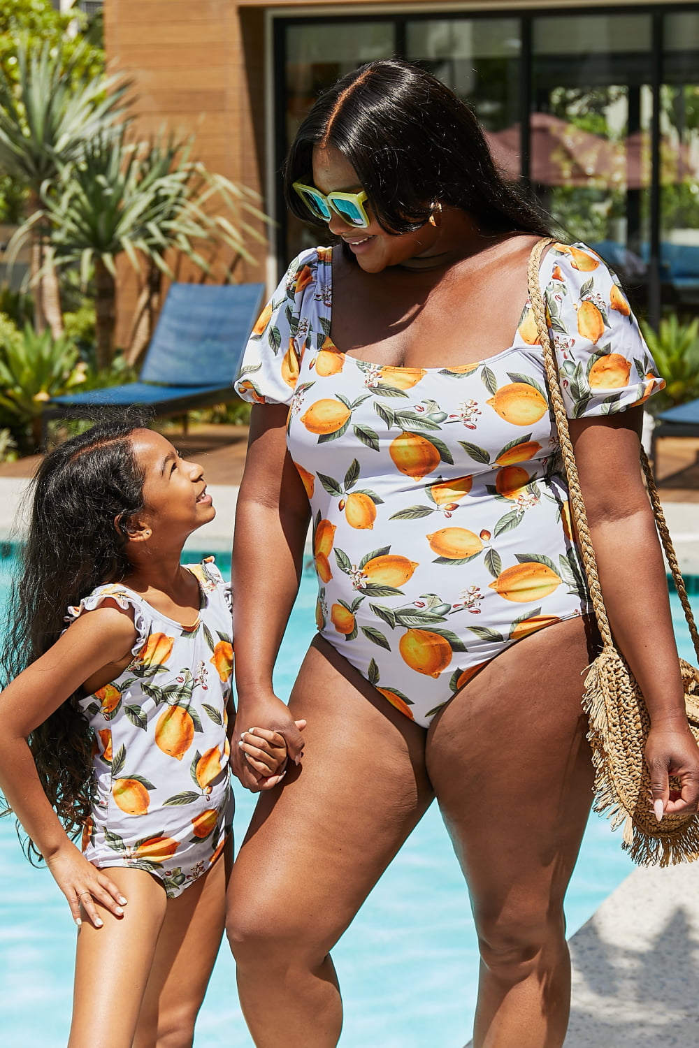 Hazel Blues® | Float On Ruffled One-Piece in Citrus Orange: Youth