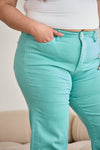 Hazel Blues® |  RFM Crop Chloe Tummy Control High Waist Raw Hem Jeans