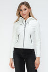 Hazel Blues® |  Snobbish Faux Leather Zip Up Drawstring Hooded Jacket