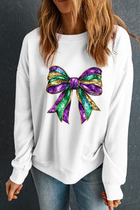 Hazel Blues® |  Bow Round Neck Long Sleeve Sweatshirt