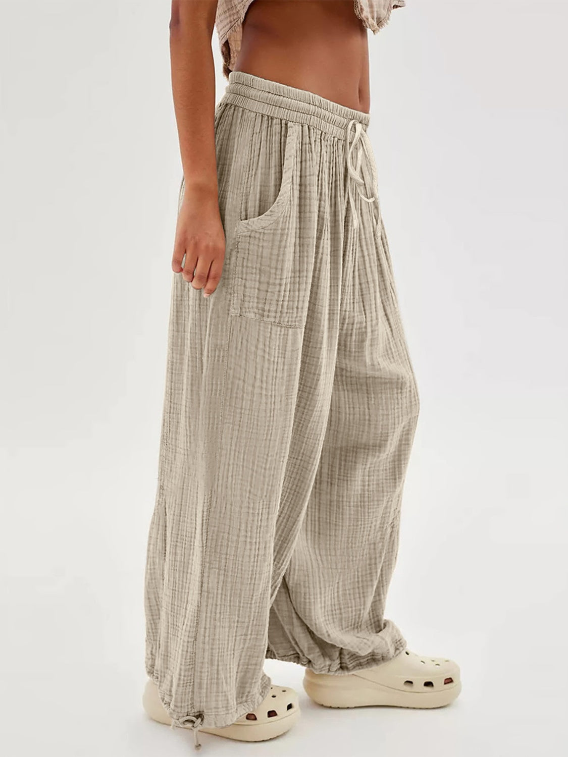 Hazel Blues® |  Textured Tied Pants with Pockets