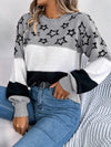 Hazel Blues® |  Star Contrast Round Neck Sweater