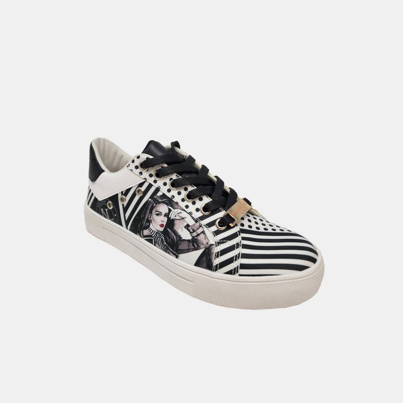 Hazel Blues® |  Nicole Lee USA Printed Vegan Leather Lace Up Sneaker