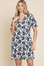 Hazel Blues® |  BOMBOM Floral Button Down Mini Dress