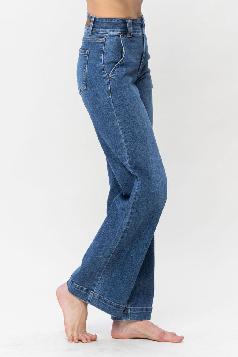 Hazel Blues® |  Judy Blue Double Button Wide Leg Jeans