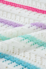 Hazel Blues® |  Openwork Striped Long Sleeve Knit Cover Up