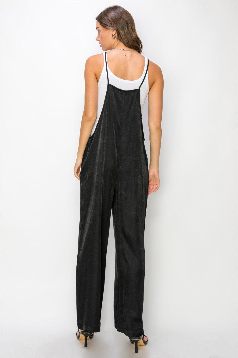 Hazel Blues Hyfve Half Button Sleeveless Straight Jumpsuit Black L