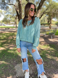 Hazel Blues® |  Best Selling Elliott Exposed Seam Sweatshirt in Five Colors