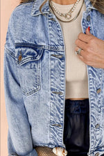 Hazel Blues® |  Pocketed Button Up Dropped Shoulder Denim Jacket