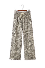 Hazel Blues® |  Brown Leopard Drawstring Elastic Waistband Loose Pants
