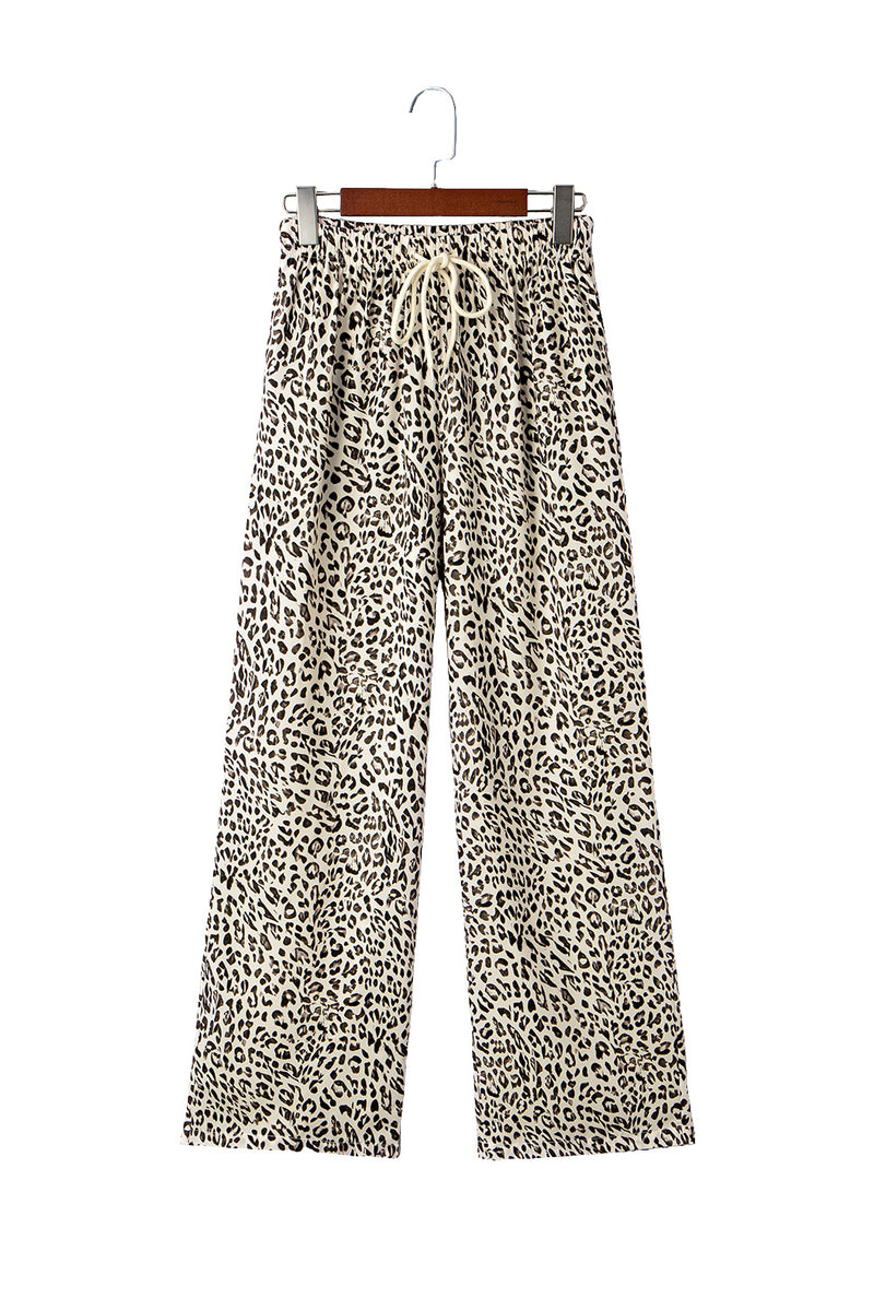 Hazel Blues® |  Brown Leopard Drawstring Elastic Waistband Loose Pants