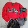 Hazel Blues® |  Bulldog Sequin Script Sweatshirt | Bulldogs Sequin Patch Sweatshirt | Sizes XS - 5XL