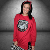 Hazel Blues® |  Bulldog Mascot Sweatshirt | Bulldogs Sequin Patch Sweatshirt | Sizes XS - 5XL