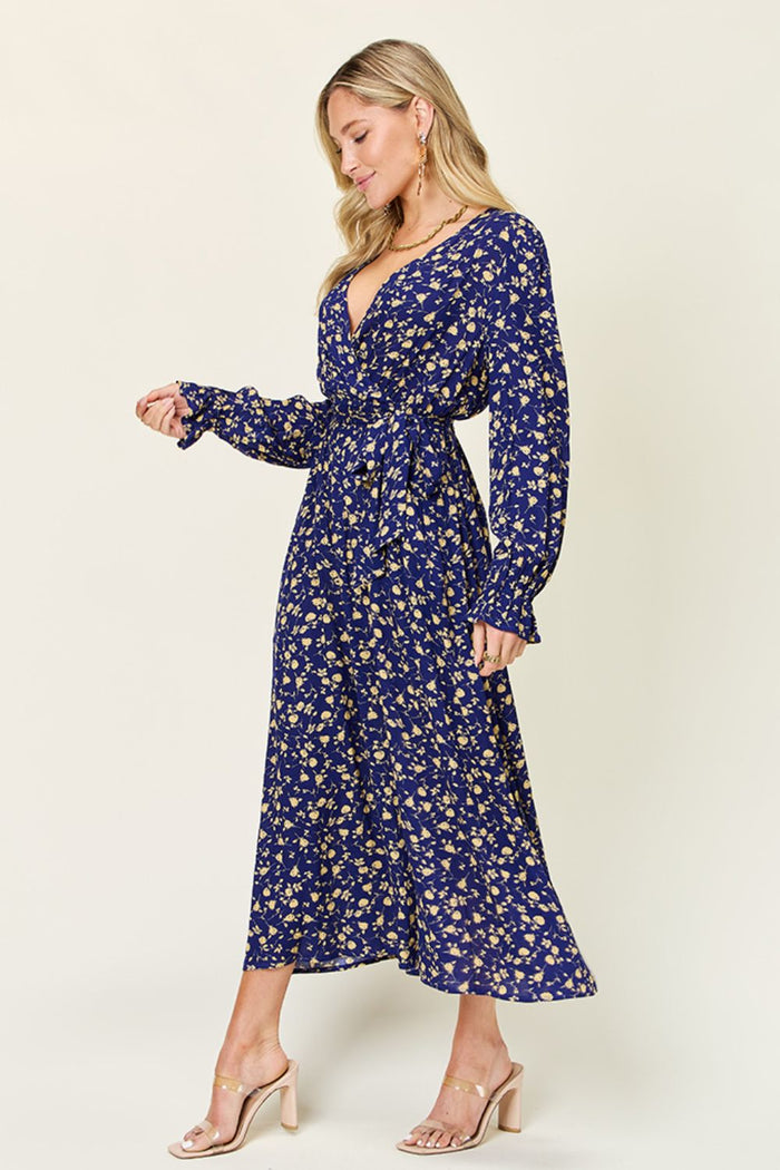 Hazel Blues® |  Double Take Tie Back Flounce Sleeve Dress