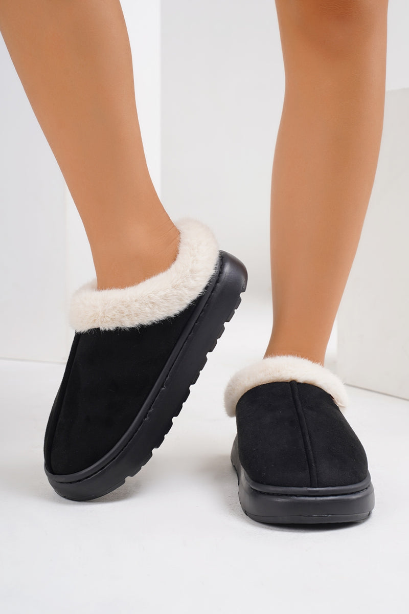 Hazel Blues® |  Furry Round Toe Platform Slippers