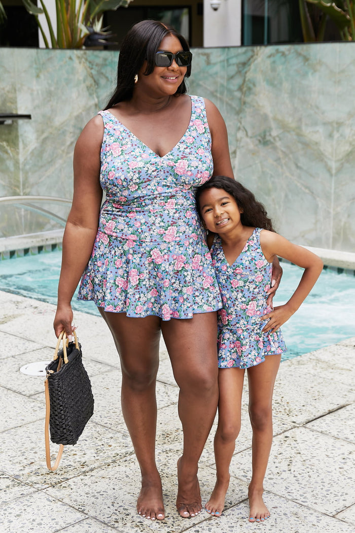 Hazel Blues® | Clear Waters Swim Dress in Rose Sky: Youth