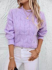 Hazel Blues® |  Cable Knit Mock Neck Long Sleeve Sweater