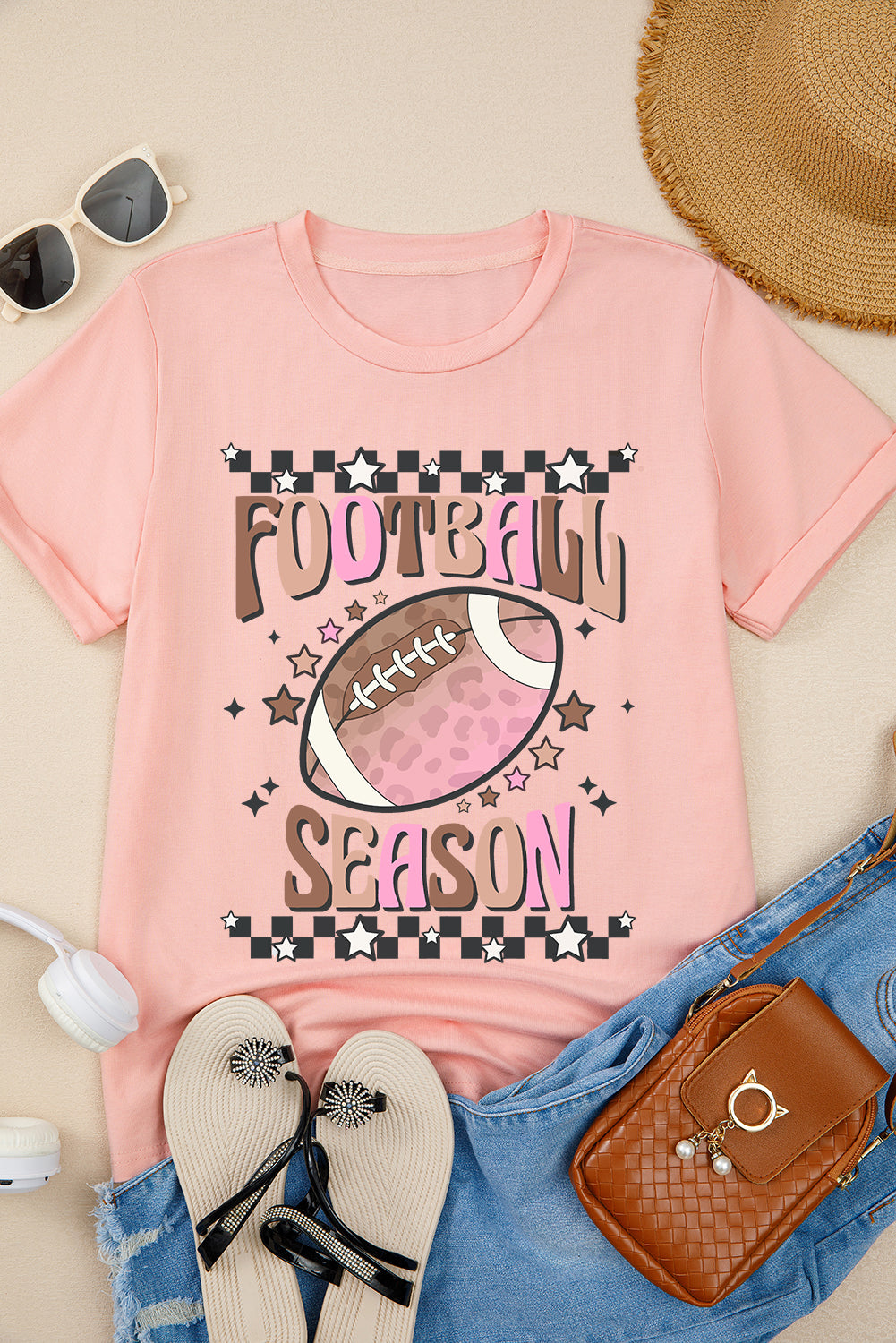 Hazel Blues® |  Pink FOOTBALL SEASON Graphic Game Day T Shirt
