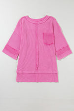 Hazel Blues® |  Pocketed Round Neck Three-Quarter Sleeve T-Shirt