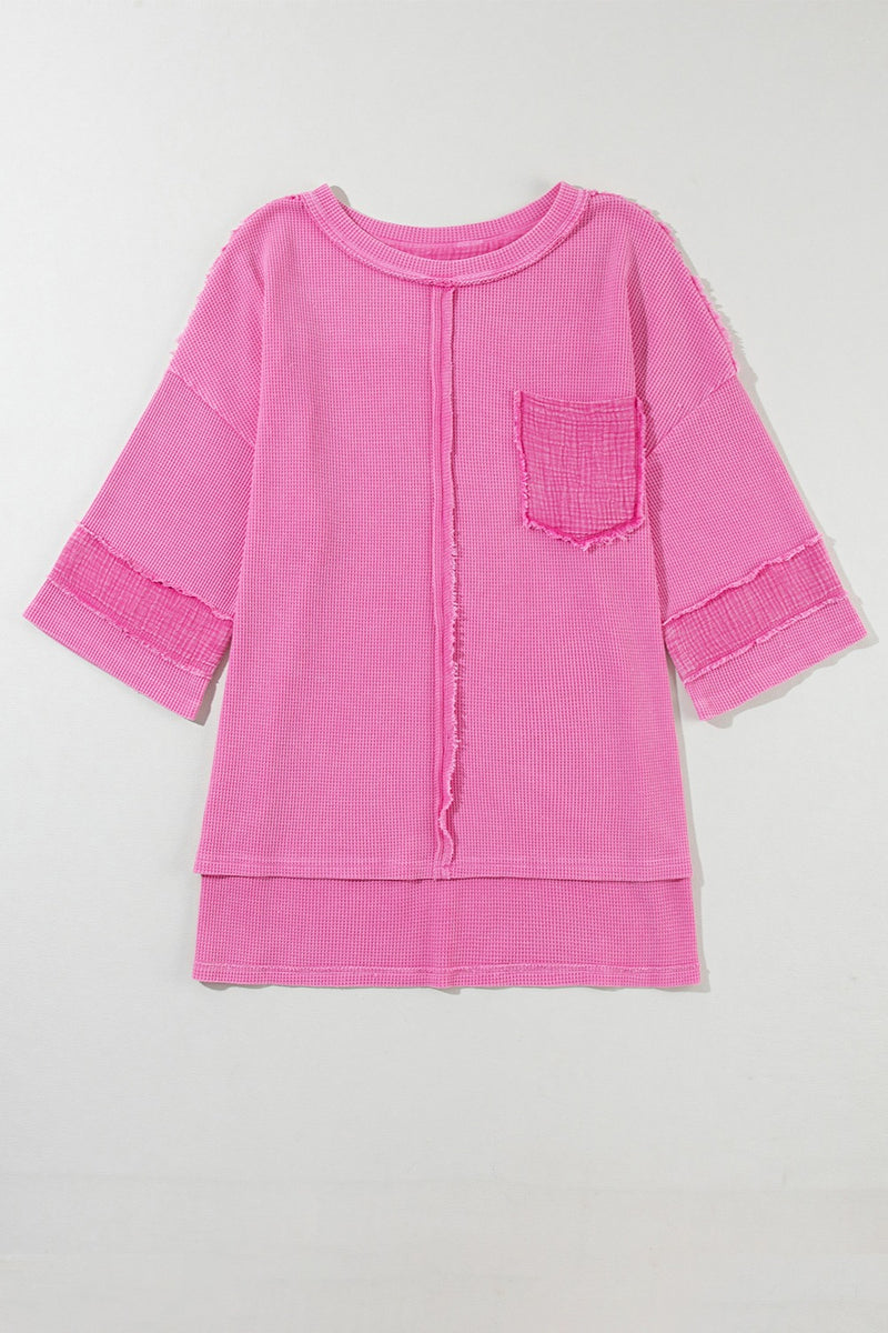 Hazel Blues® |  Pocketed Round Neck Three-Quarter Sleeve T-Shirt