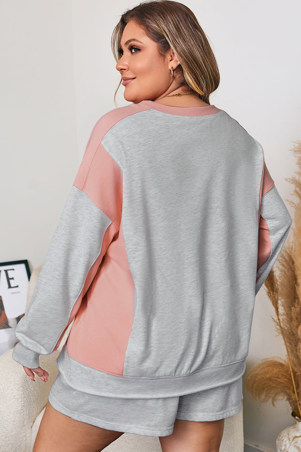 Uneven Hem Colorblock Pullover Casual Shorts Two-Piece Outfit | Colorblock Shorts
