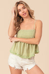 Hazel Blues® |  BiBi Fringed Hem Smocked Cami