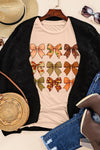 Hazel Blues® |  Khaki Halloween Fall Bowknot Graphic Short Sleeve Top