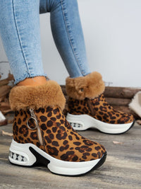 Hazel Blues® |  Side Zipper Leopard Platform Boots