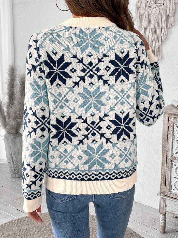 Hazel Blues® |  Perfee Graphic Round Neck Long Sleeve Sweater