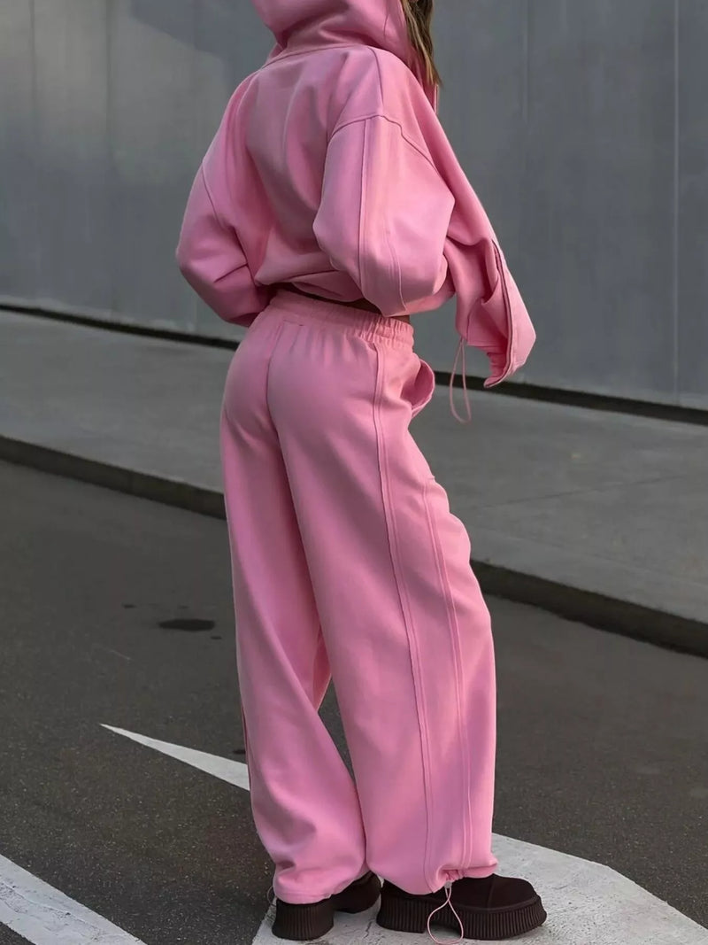 LGB Sweat suit SetUp FlarePants セットアップ Oversized Zip-Up Hoodie and Wide-Leg Pants Set – Hazel Blues®