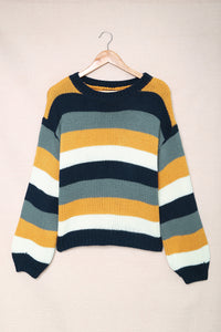 Hazel Blues® |  Color Block Round Neck Dropped Shoulder Sweater