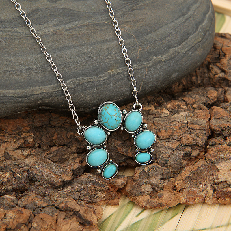 Hazel Blues® |  Artificial Turquoise Alloy Pendant Necklace