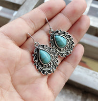 Hazel Blues® |  Artificial Turquoise Alloy Teardrop Dangle Earrings