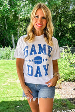 Hazel Blues® |  White GAME DAY Football Graphic Crewneck T Shirt