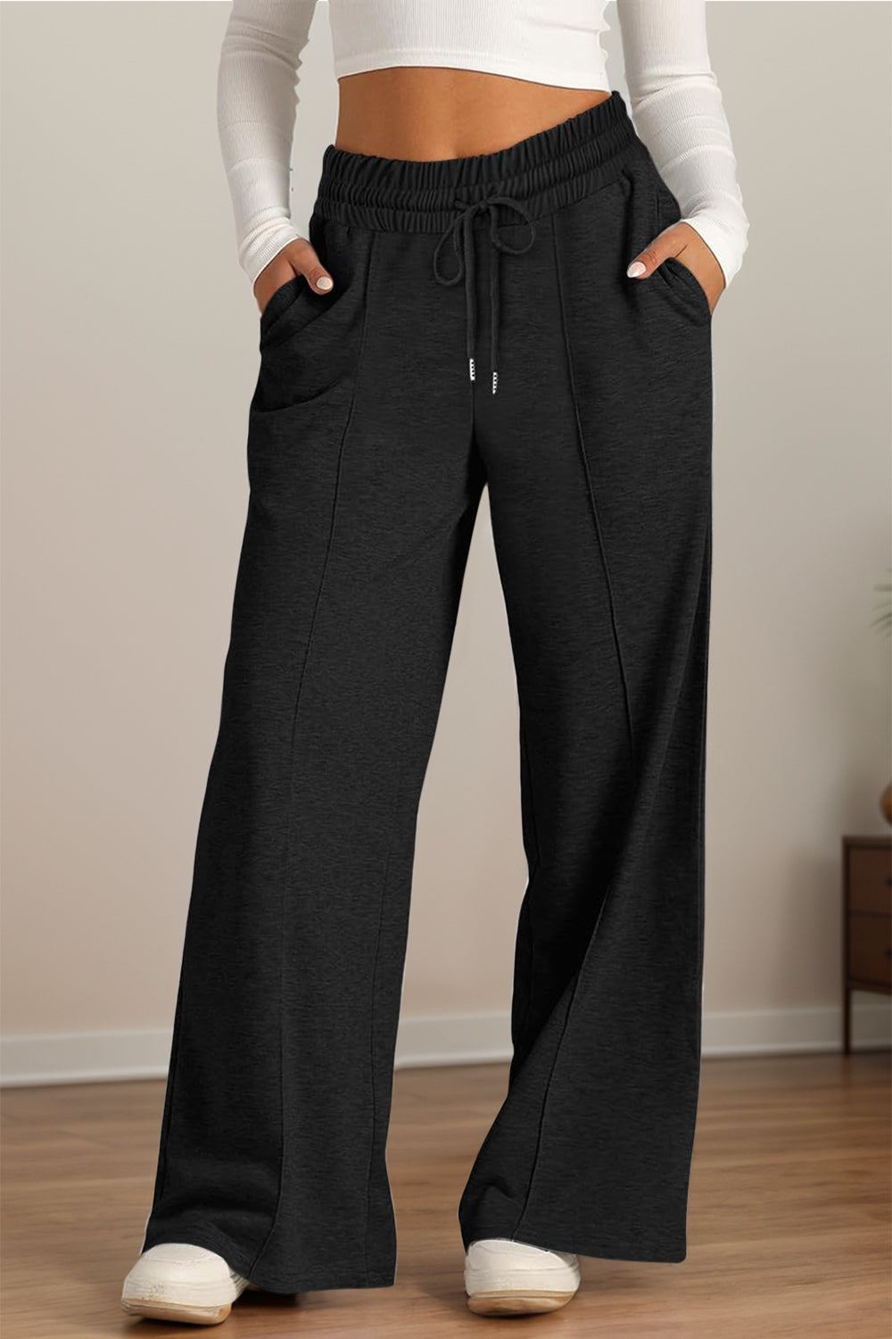 Hazel Blues® |  Drawstring Elastic Waist Wide Leg Pants