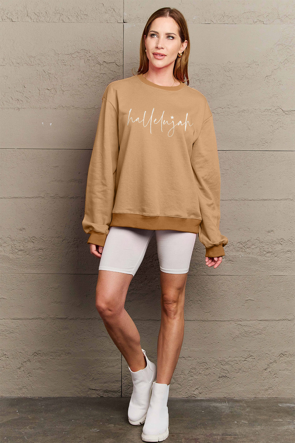 Hazel Blues® |  Letter Graphic Long Sleeve Sweatshirt