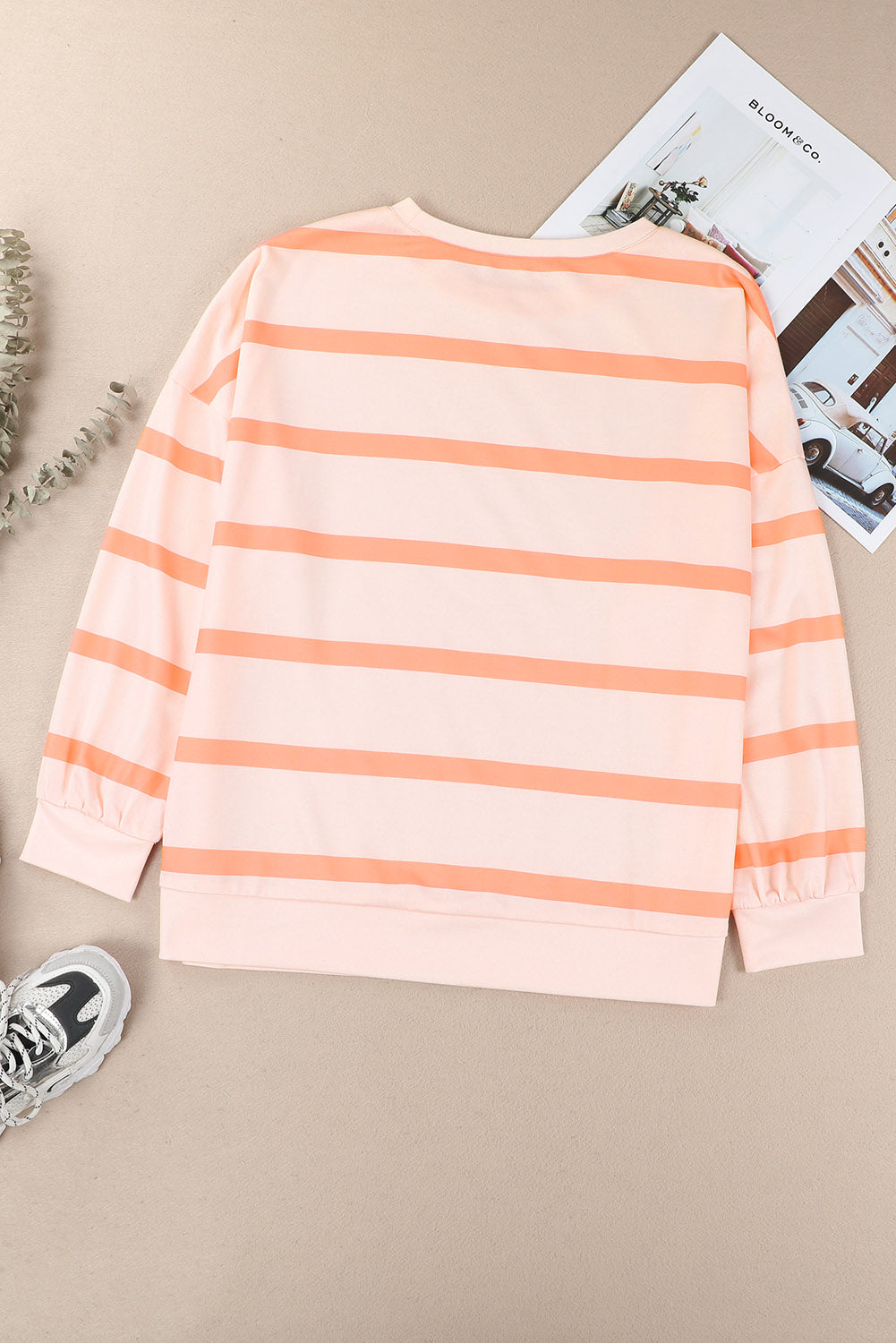 Hazel Blues® |  Striped Round Neck Long Sleeve Sweatshirt