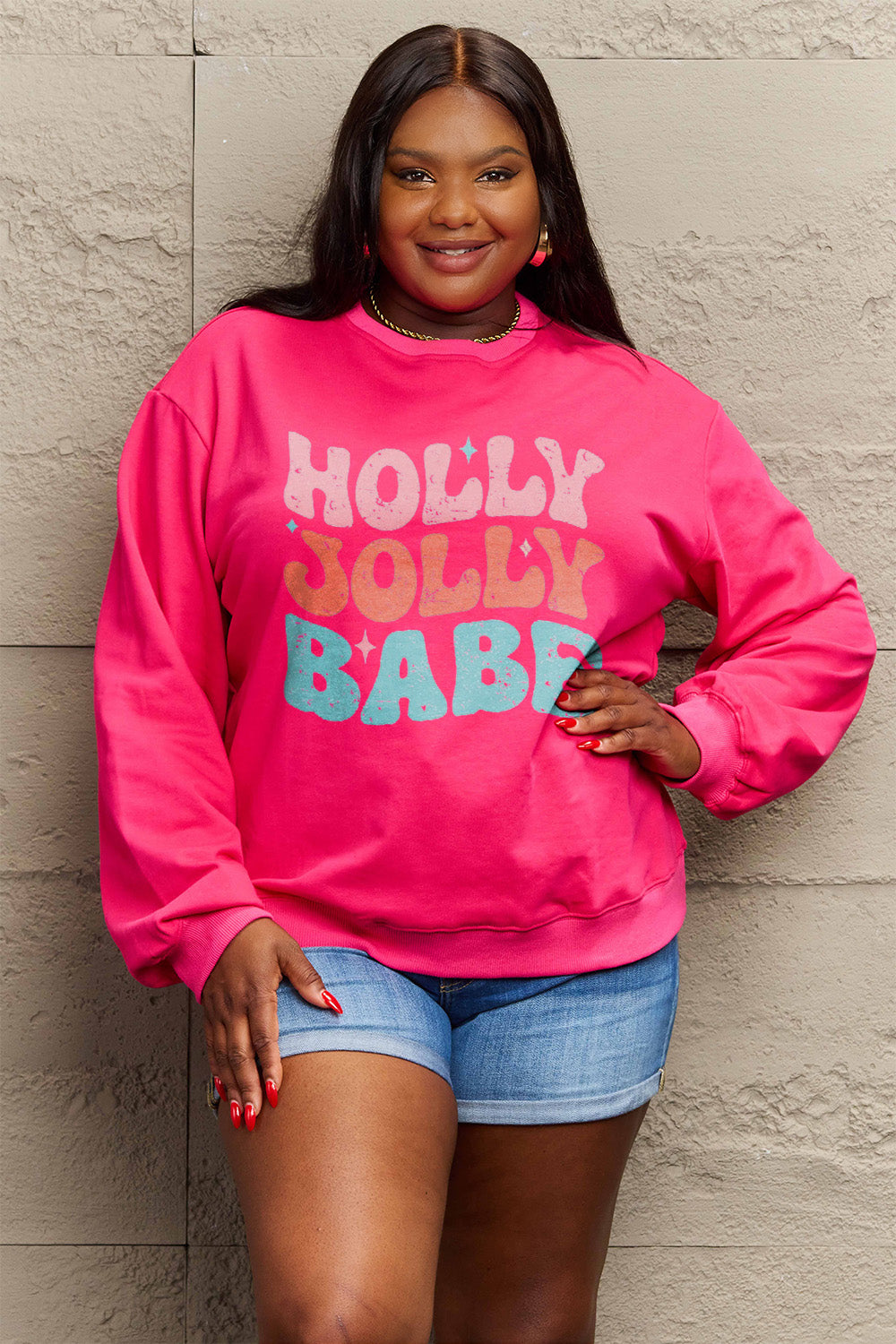 Hazel Blues® |  HOLLY JOLLY BABE Long Sleeve Sweatshirt