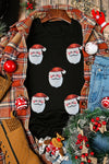 Hazel Blues® |  Black Faux Sequin Christmas Claus Pattern Crewneck T Shirt