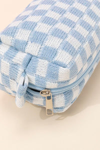 Hazel Blues® |  Zenana Checkered Pattern Knitted Cosmetic Pouch