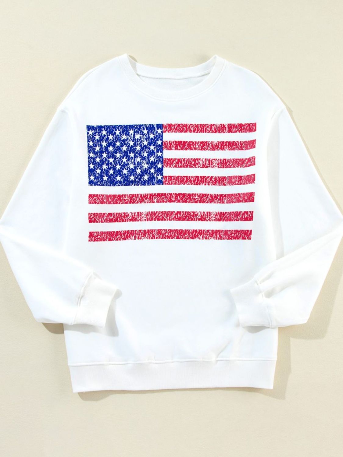 Hazel Blues® |  US Flag Round Neck Long Sleeve Sweatshirt