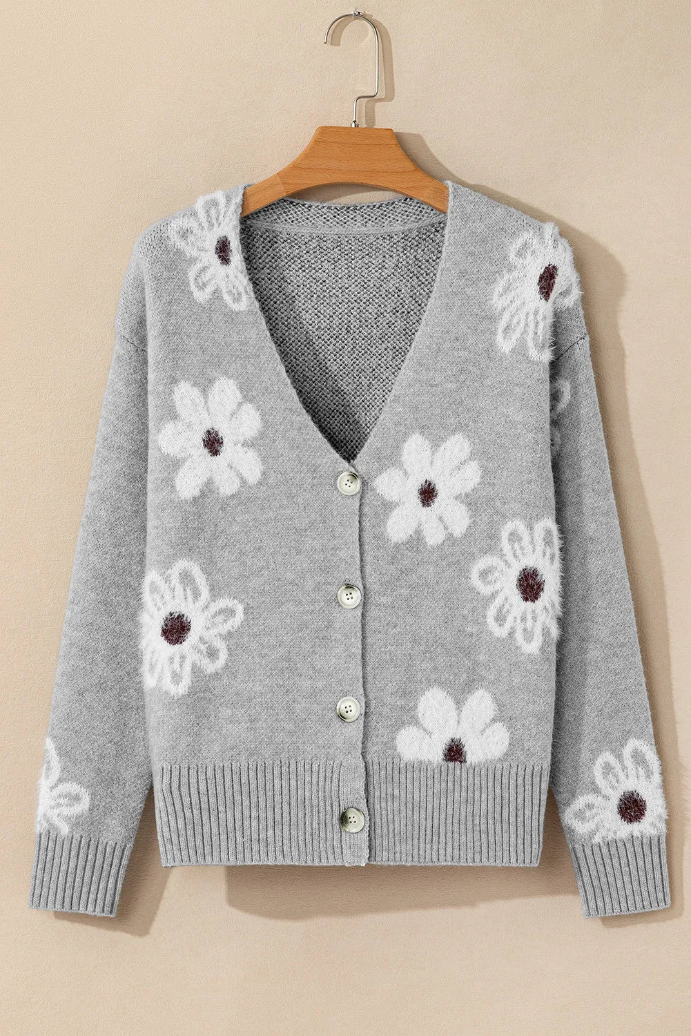 Hazel Blues® |  Flower Button Up Long Sleeve Cardigan