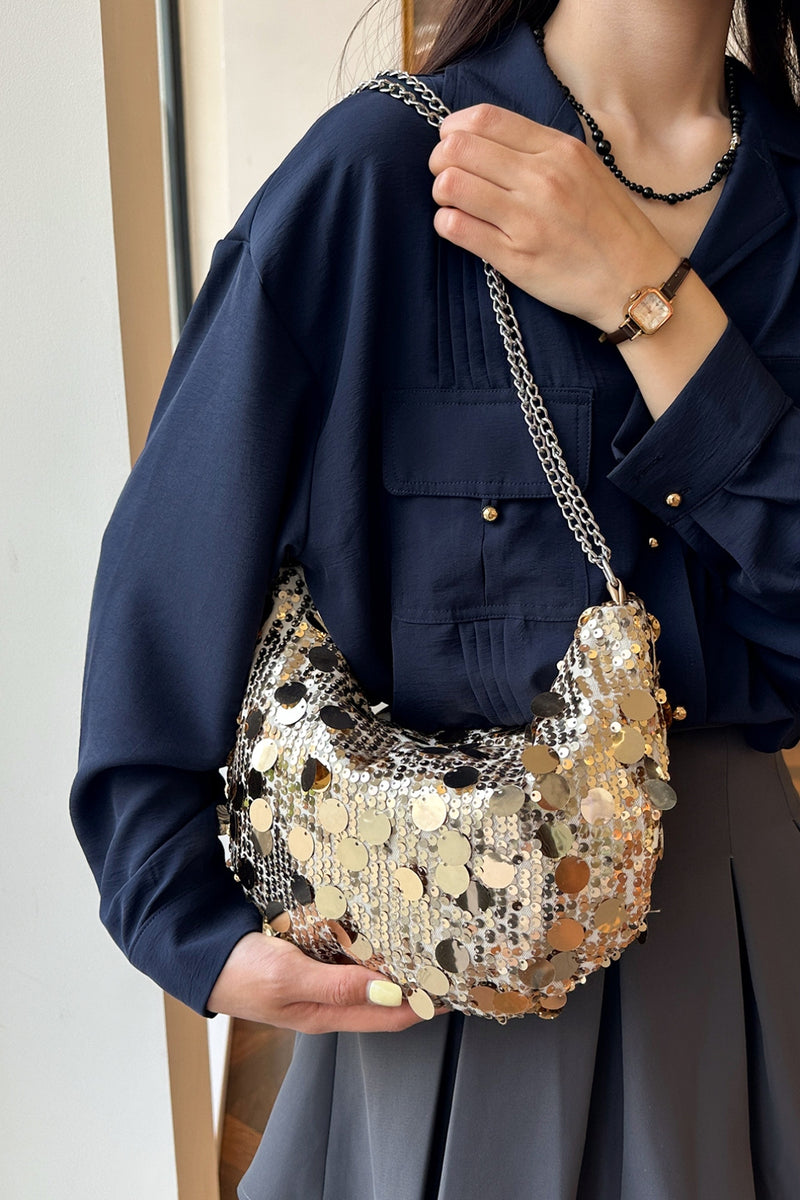 Hazel Blues® |  Sequin Chain Crossbody Bag